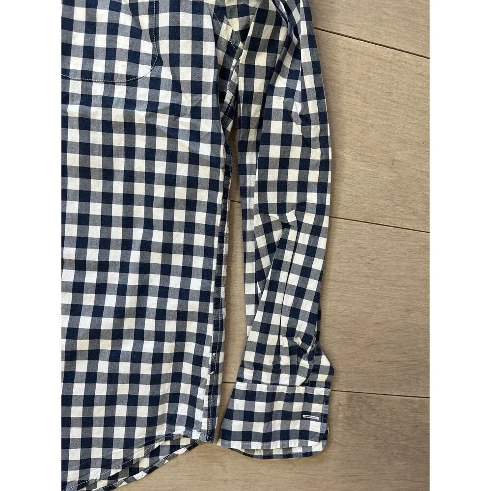 J. J Crew blue white gingham plaid long sleeves button Down Men shirt S